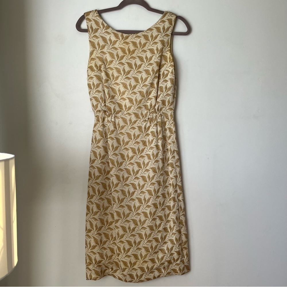 Parade New York Vintage 60s Metallic Gold Sheath Dress S